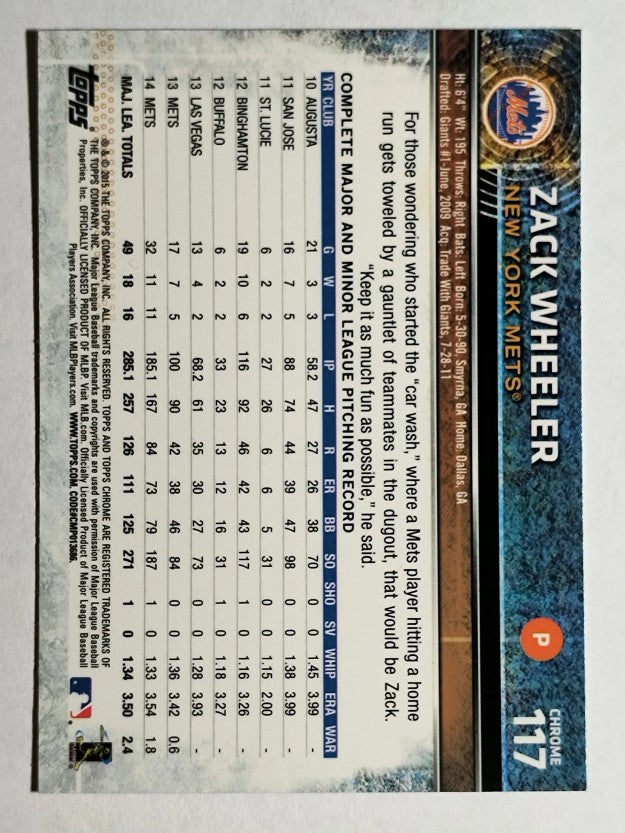 2015 Topps Chrome Prism Refractors #117 Zack Wheeler