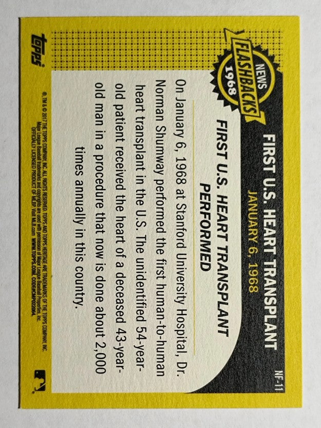 2017 Topps Heritage News Flashbacks #NF11 First U.S. Heart Transplant