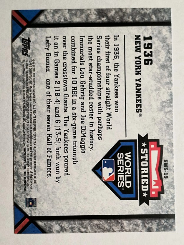 2017 Topps Update Storied World Series #SWS15 1936 New York Yankees