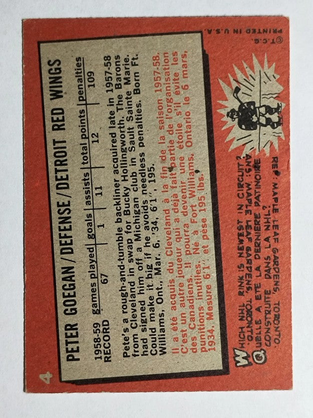 1959-60 Topps #4 Peter Goegan (EX)