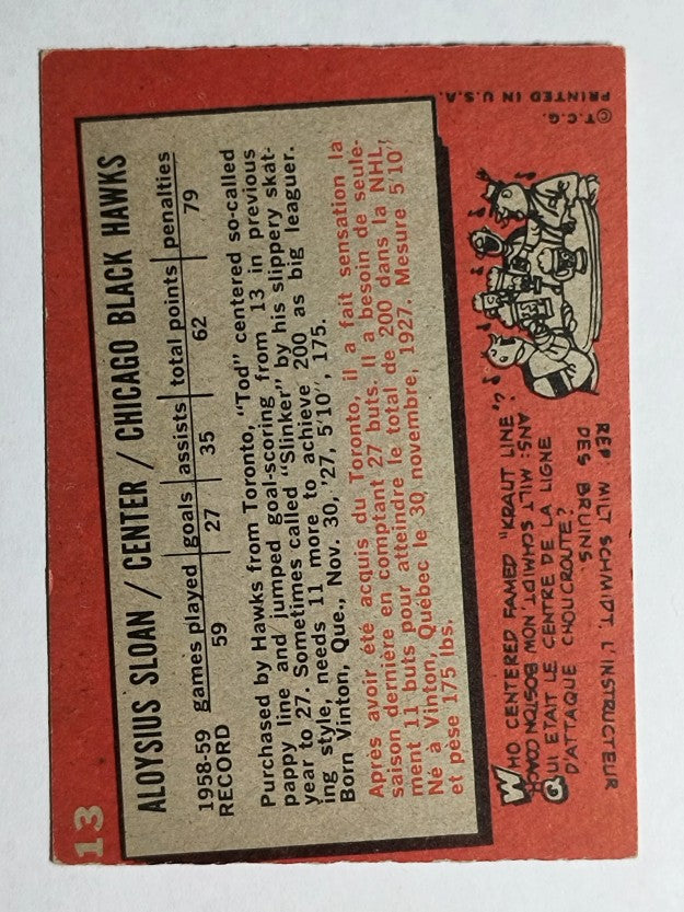 1959-60 Topps #13 Tod Sloan (VGEX)