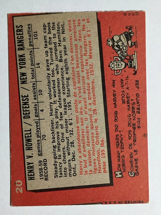 1959-60 Topps #20 Harry Howell (VGEX)