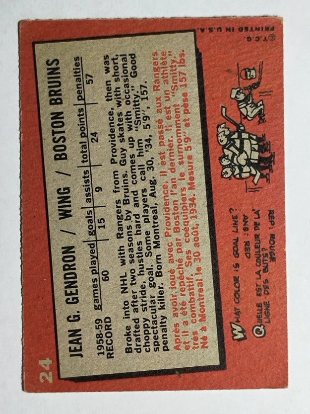 1959-60 Topps #24 Jean-Guy Gendron (EX)