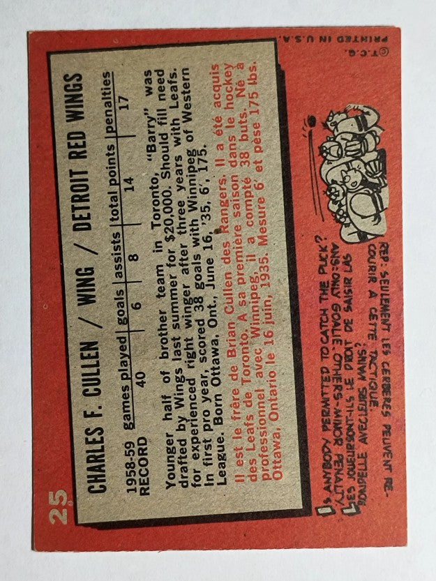 1959-60 Topps #25 Barry Cullen (EXMT)