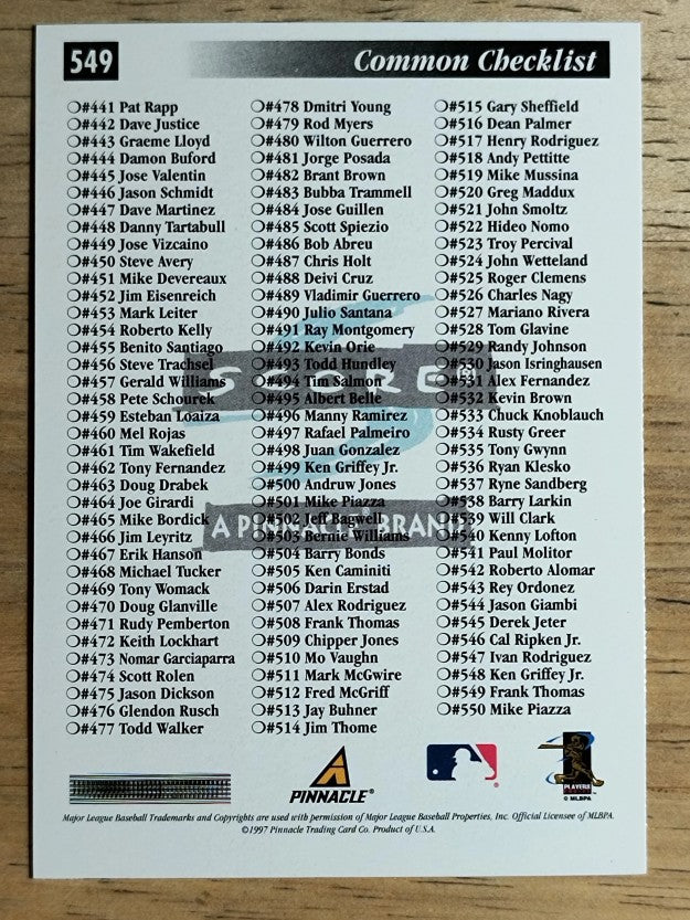 1997 Score Premium Stock Hobby Reserve #549 Frank Thomas CL