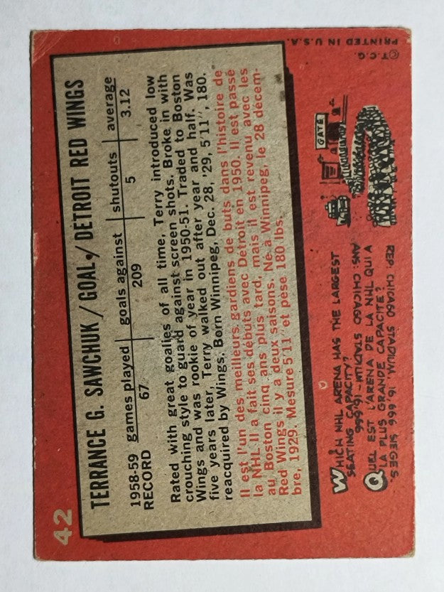 1959-60 Topps #42 Terry Sawchuk (VGEX)