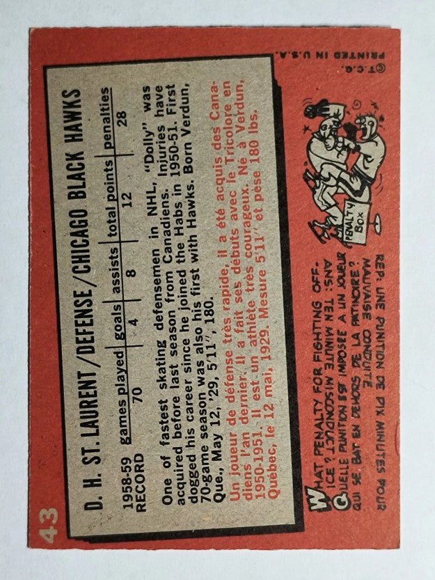 1959-60 Topps #43 Dollard St.Laurent (EX)