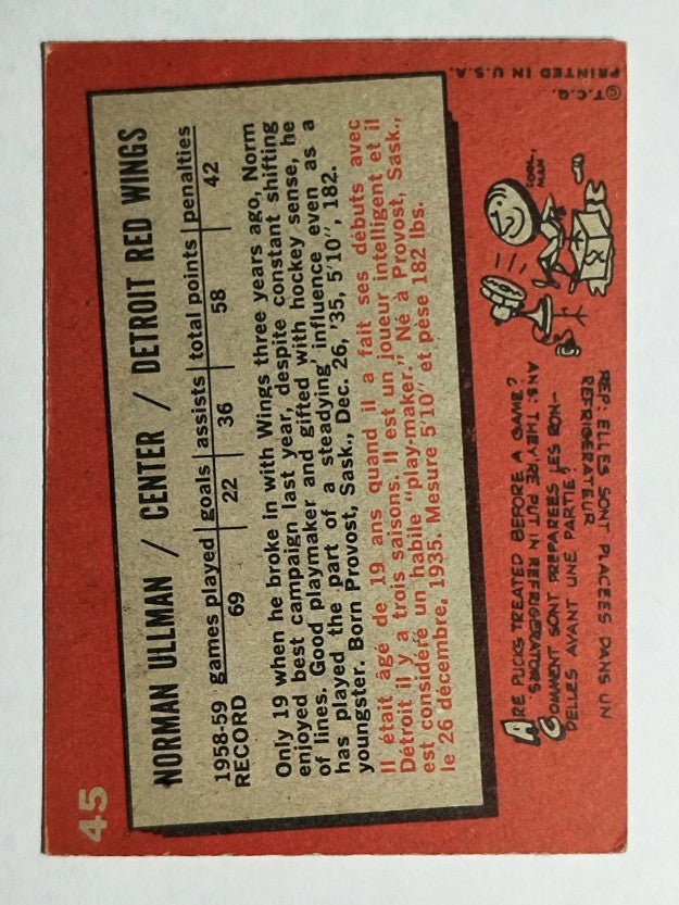 1959-60 Topps #45 Norm Ullman (EX)