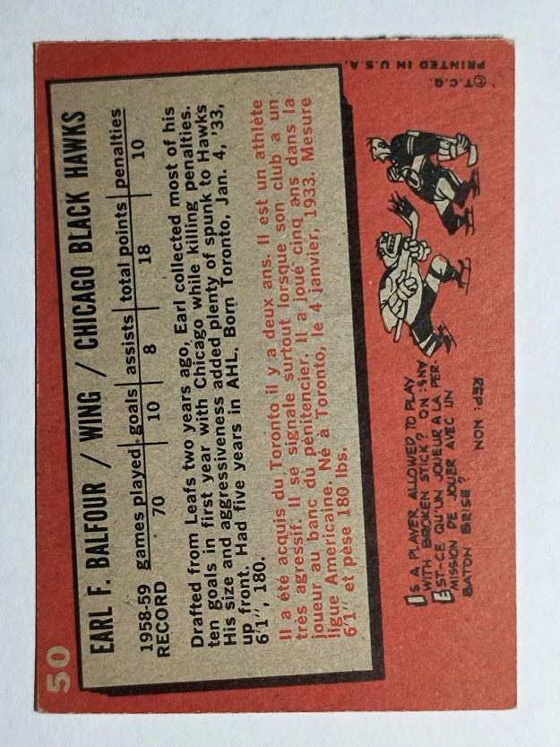 1959-60 Topps #50 Earl Balfour (EX)