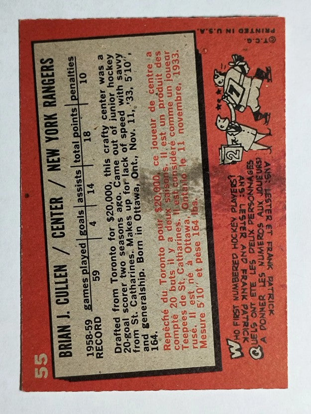 1959-60 Topps #55 Brian Cullen (EX)