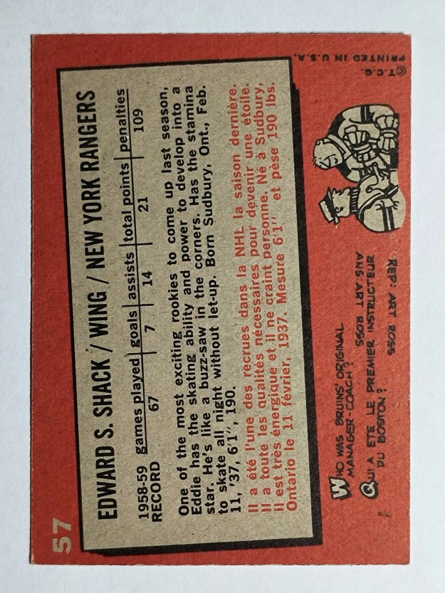 1959-60 Topps #57 Eddie Shack (EXMT)