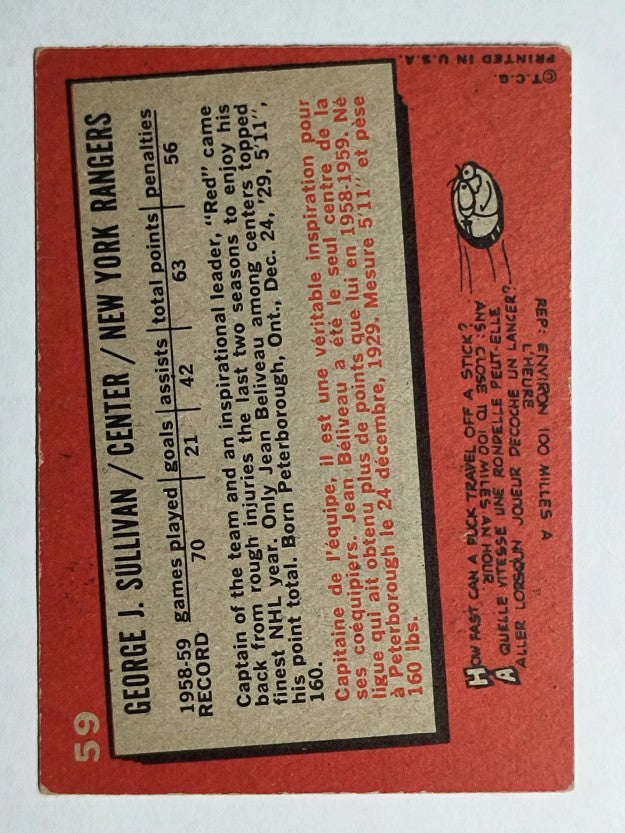 1959-60 Topps #59 George Sullivan (EX)