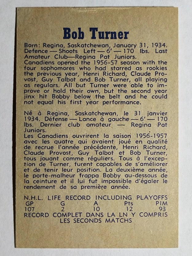 1957-58 Parkhurst #M13 Bob Turner (EX)