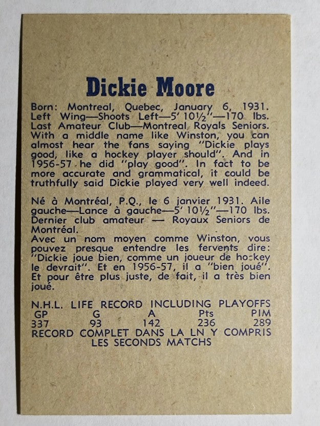 1957-58 Parkhurst #M14 Dickie Moore (EXMT)