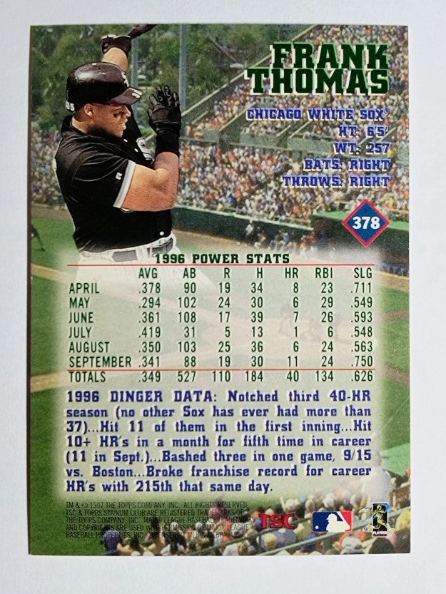 1997 Stadium Club #378 Frank Thomas SS SP
