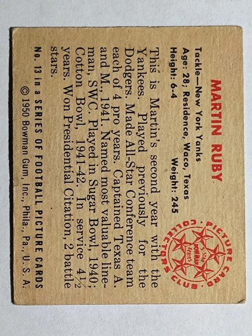 1950 Bowman #13 Martin Ruby RC (VG)