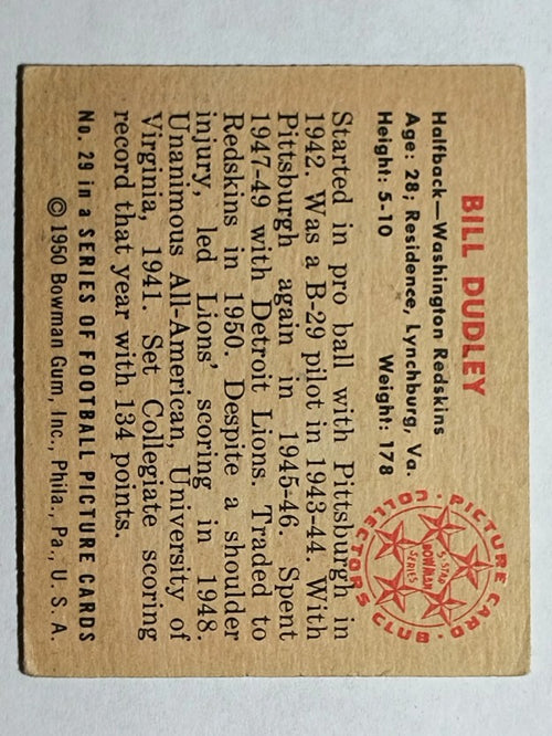 1950 Bowman #29 Bill Dudley (VGEX)