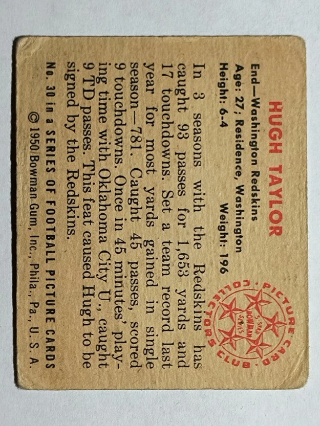 1950 Bowman #30 Hugh Taylor (VG)