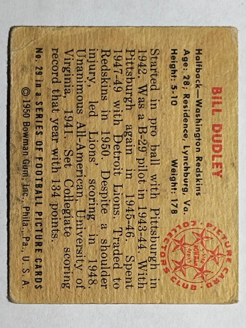 1950 Bowman #29 Bill Dudley (VG)