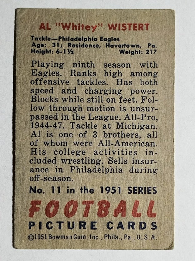 1951 Bowman #11 Whitey Wistert (VGEX)