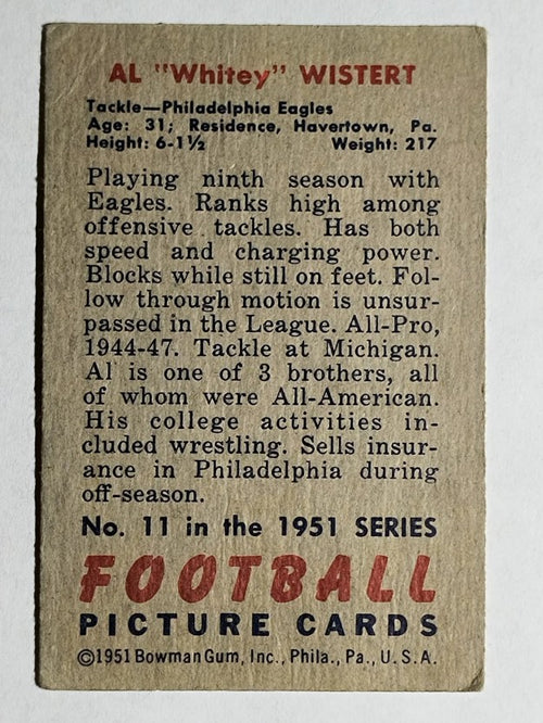 1951 Bowman #11 Whitey Wistert (VGEX)