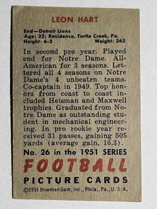 1951 Bowman #26 Leon Hart (VGEX)