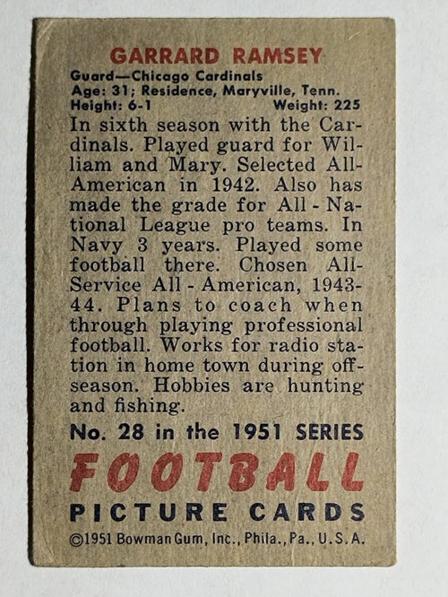 1951 Bowman #28 Buster Ramsey (VG)