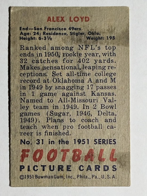 1951 Bowman #31 Alex Loyd RC (VGEX)