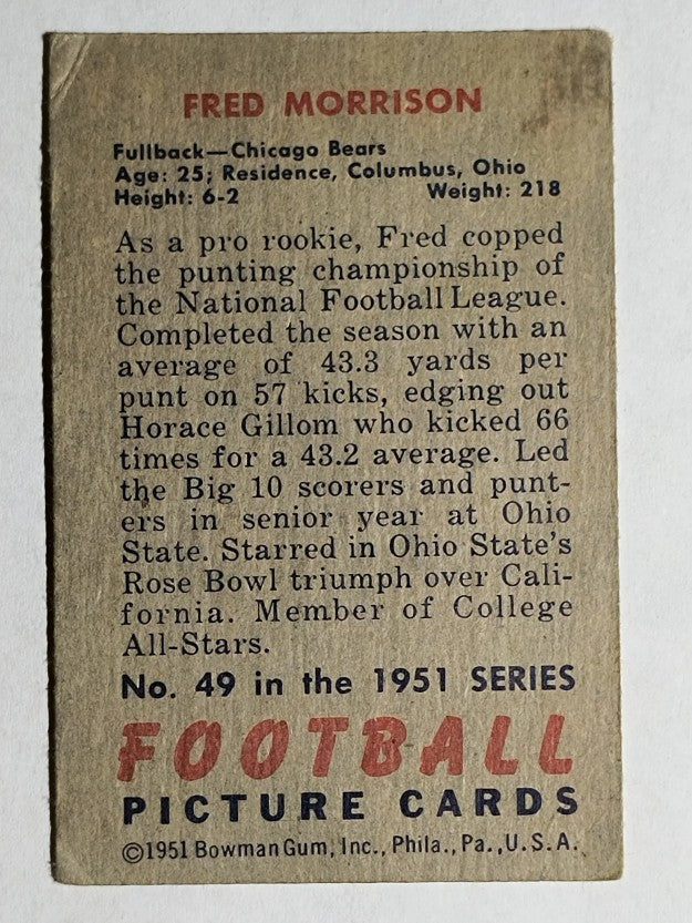 1951 Bowman #49 Fred Morrison (VGEX)