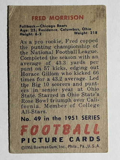 1951 Bowman #49 Fred Morrison (VGEX)