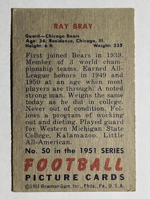 1951 Bowman #50 Ray Bray RC (VGEX)