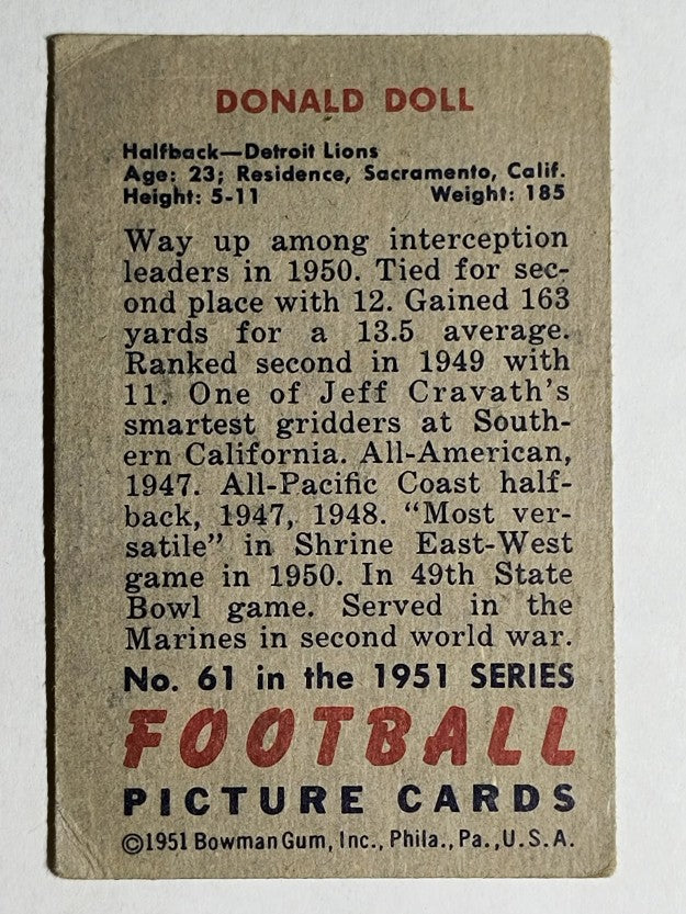 1951 Bowman #61 Don Doll (VG)