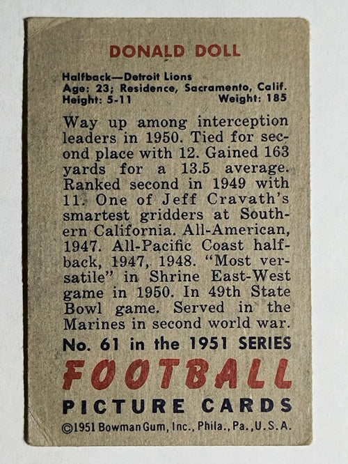 1951 Bowman #61 Don Doll (VG)