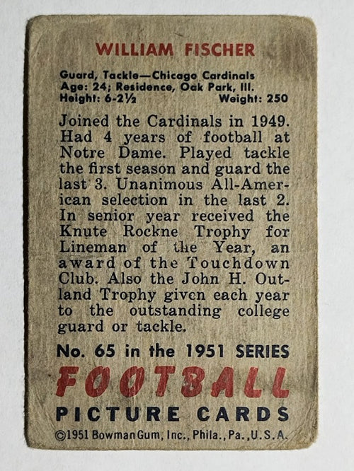 1951 Bowman #65 Bill Fischer (GOOD)