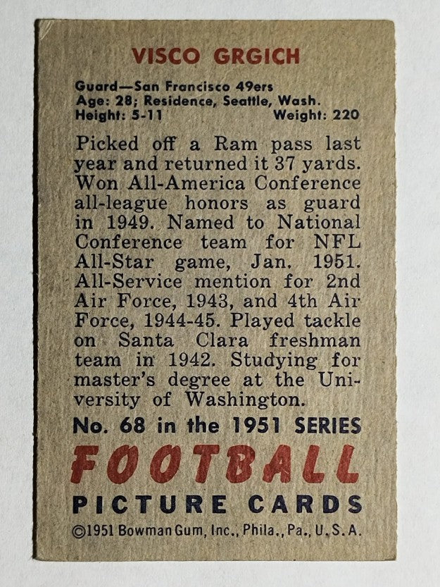1951 Bowman #68 Visco Grgich RC (EXMT)