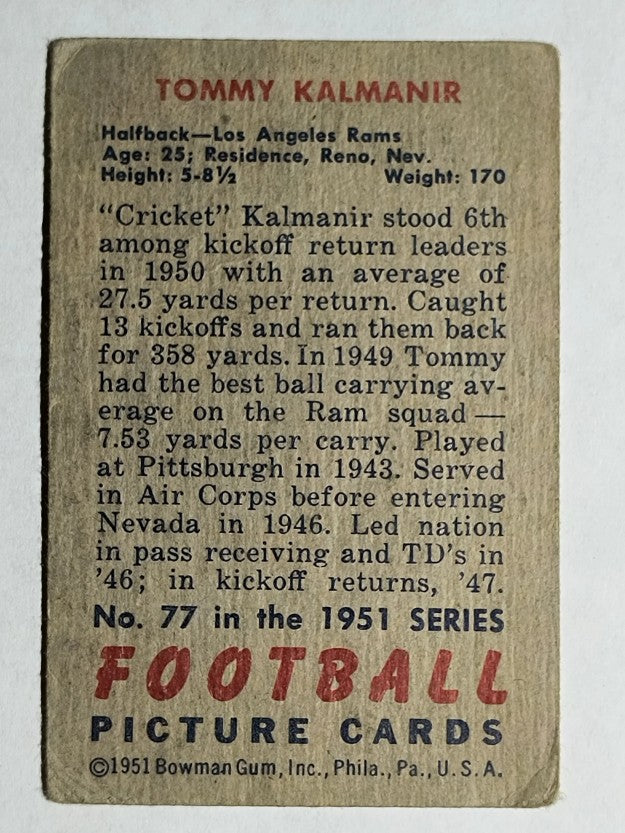 1951 Bowman #77 Tom Kalmanir (VG)