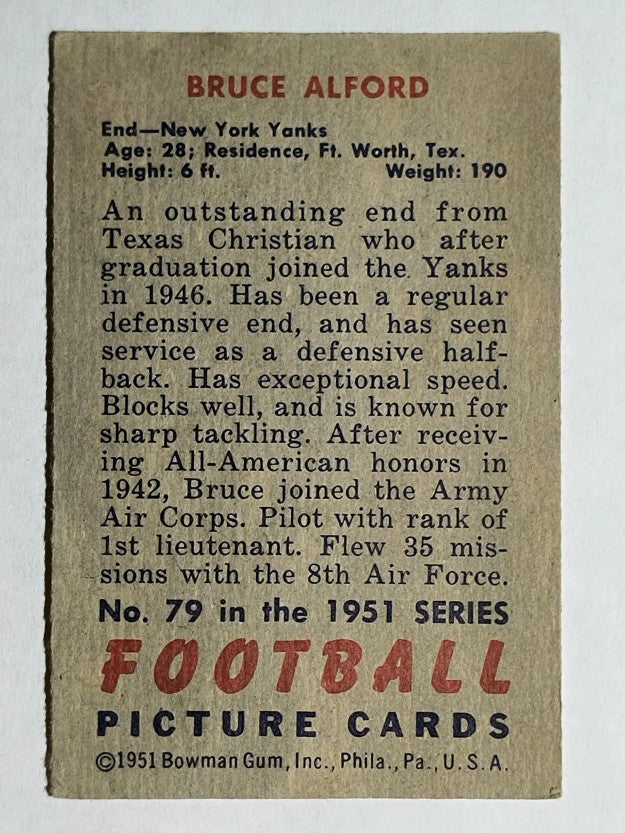 1951 Bowman #79 Bruce Alford RC (EX)