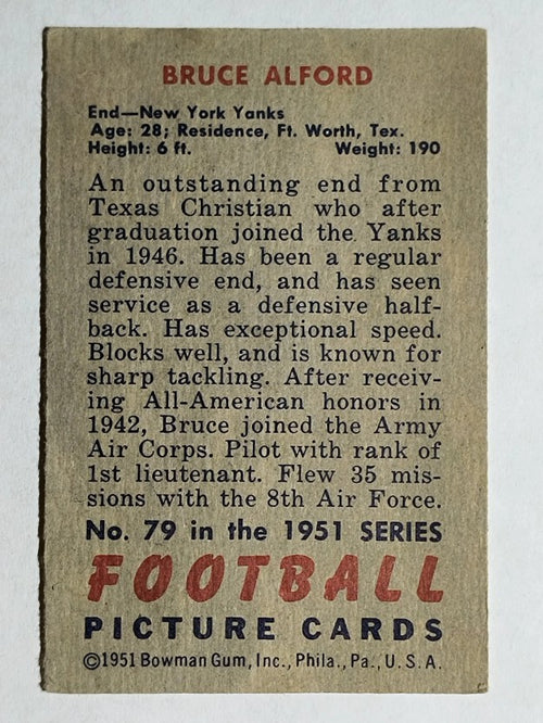 1951 Bowman #79 Bruce Alford RC (EX)