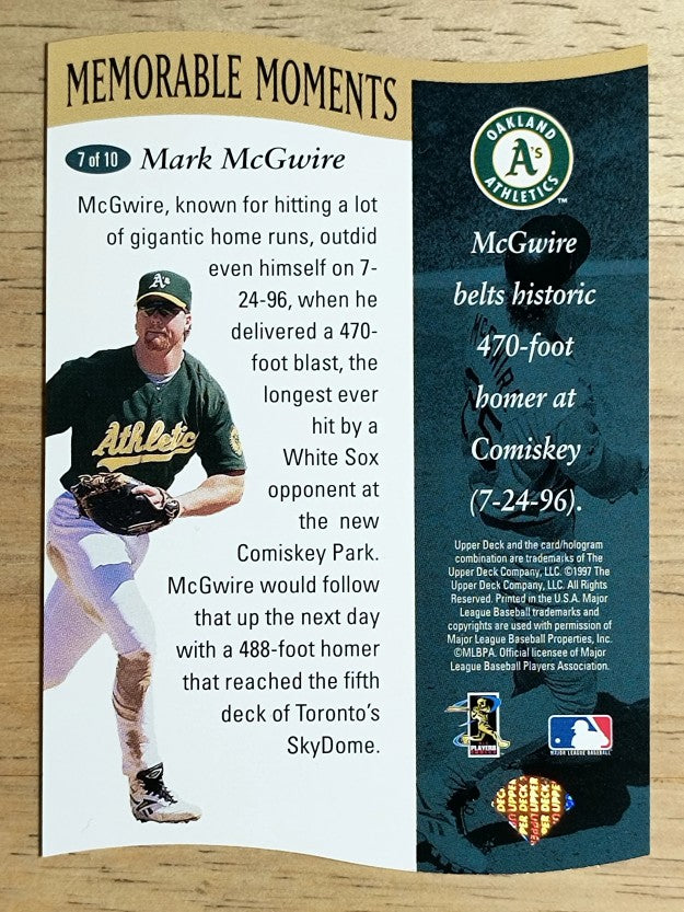 1997 Upper Deck Memorable Moments #A7 Mark McGwire