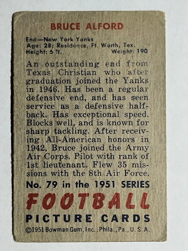 1951 Bowman #79 Bruce Alford RC (VG)