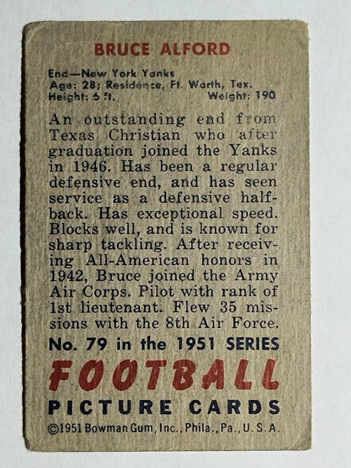 1951 Bowman #79 Bruce Alford RC (VG)