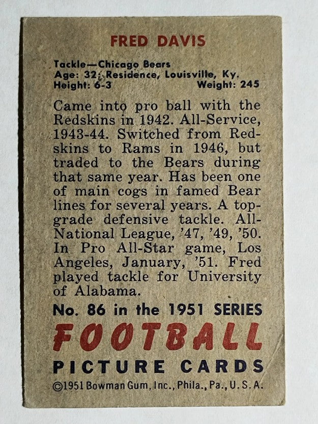 1951 Bowman #86 Fred Davis (VGEX)