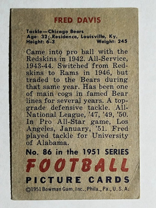 1951 Bowman #86 Fred Davis (VGEX)