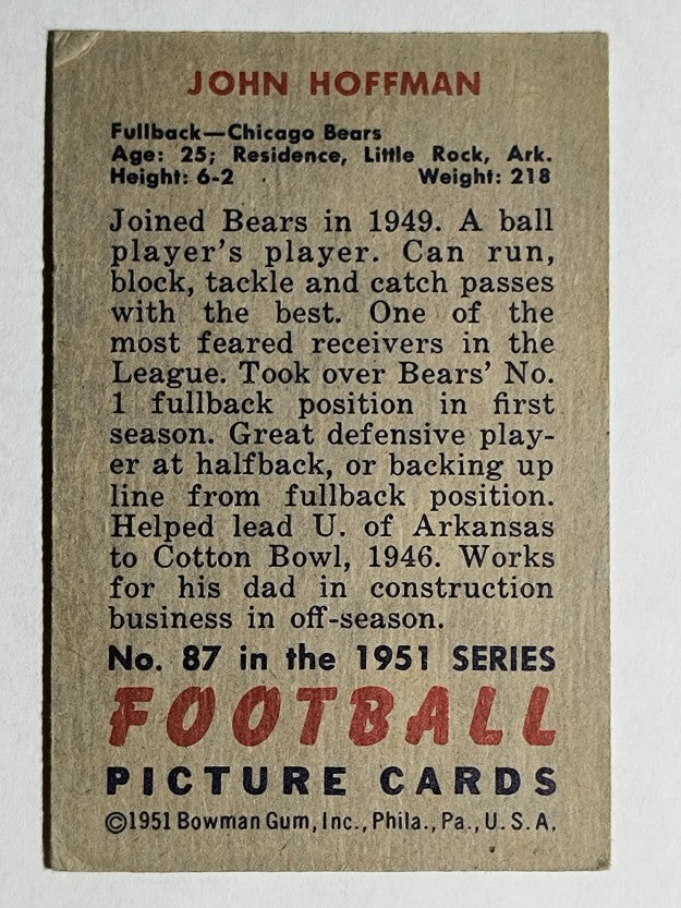 1951 Bowman #87 John Hoffman RC (VGEX)
