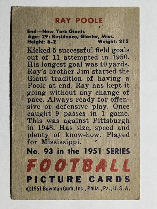 1951 Bowman #93 Ray Poole (EX)