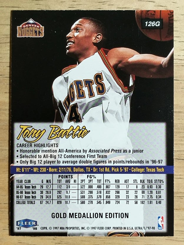 1997-98 Ultra Gold Medallion #126G Tony Battie
