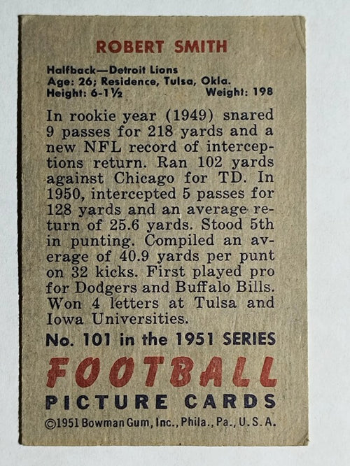 1951 Bowman #101 J. Robert Smith RC (EX)