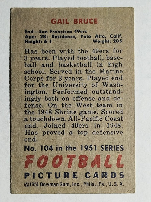 1951 Bowman #104 Gail Bruce (VGEX)