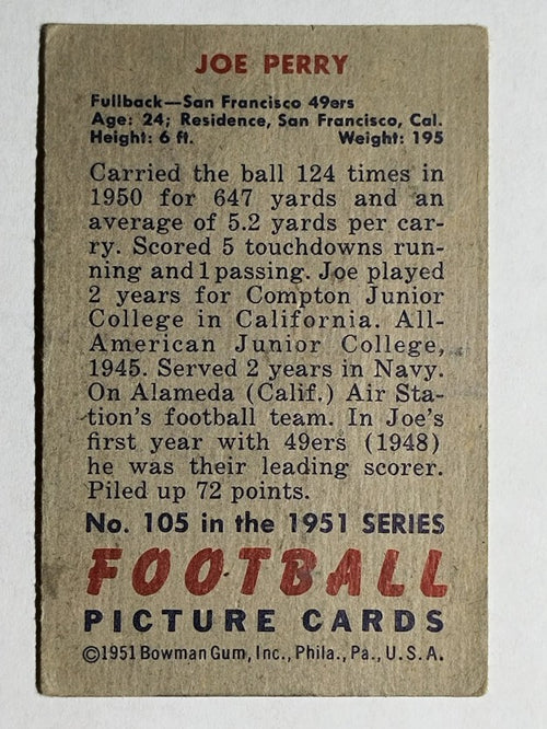 1951 Bowman #105 Joe Perry (VGEX)