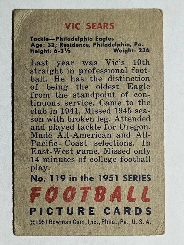 1951 Bowman #119 Vic Sears (VG)
